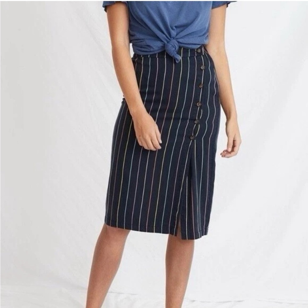 Marine Layer Button Up Striped Midi Skirt  Small